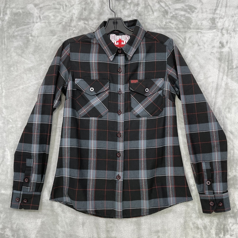 Dixxon Flannel Counts Kustoms Women's Small Black Red‎ Button Up Shirt